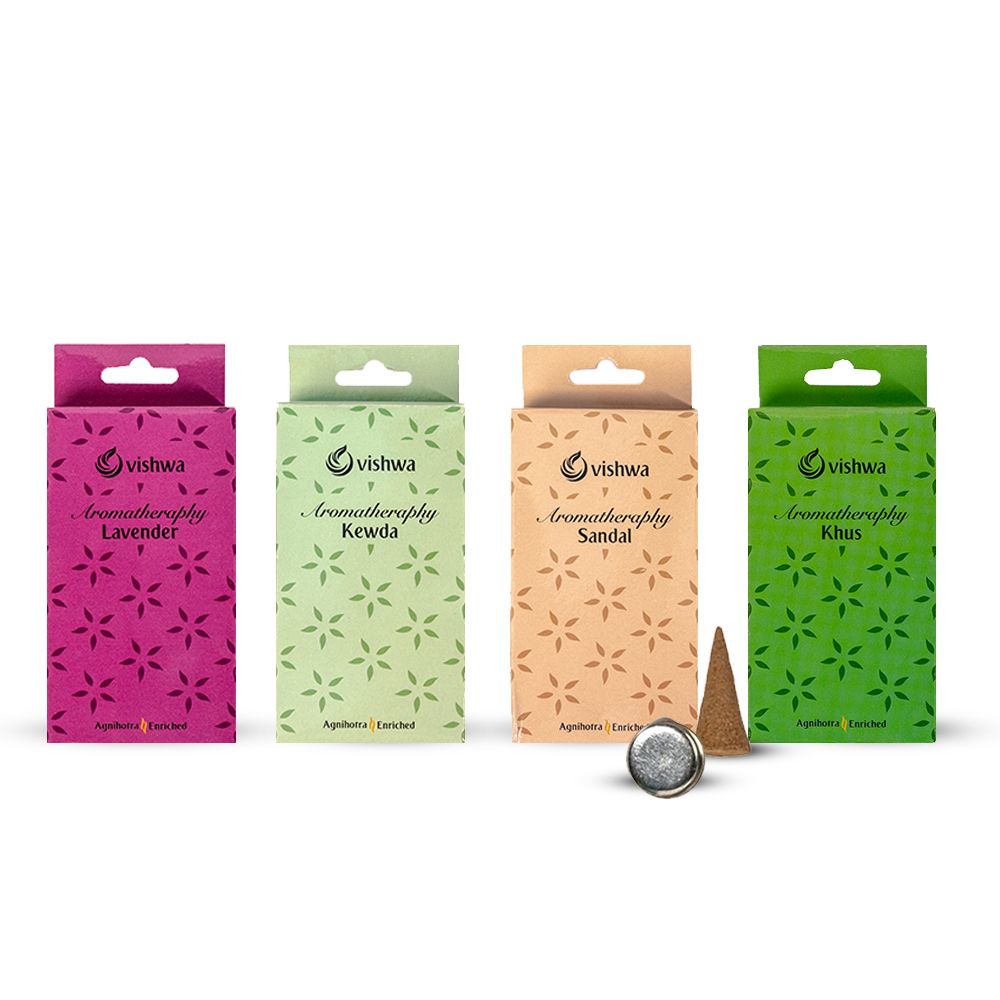 Indian Incense Cone Bundle - ( Khus + Sandal + Lavender + Kewda )