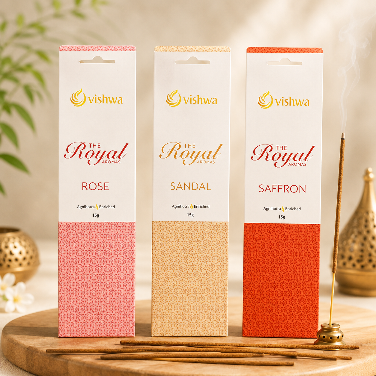 Premium Incense Sticks Bundle - Royal - ( Rose + Saffron+ Sandal)