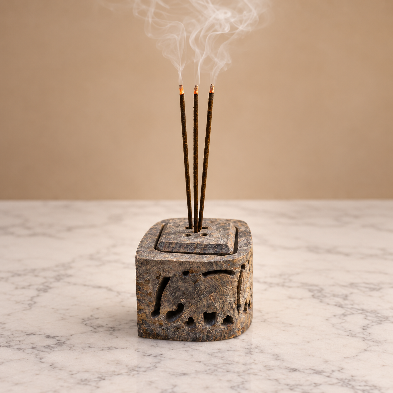 Hand-Crafted Elephant  Incense Holder ( Stone )