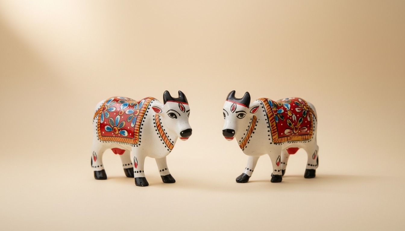 Hand-Painted Kamdhenu Cow Pair 2