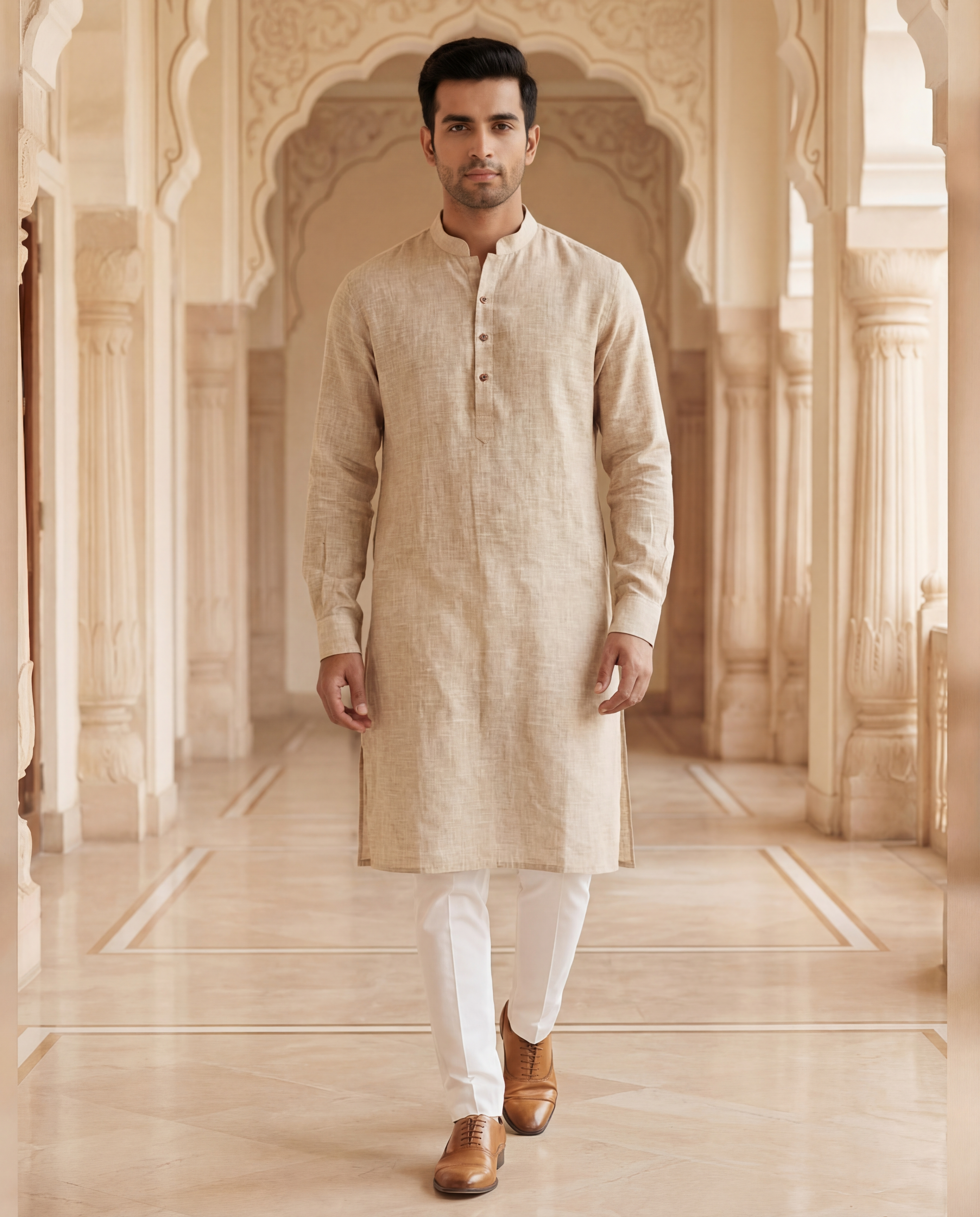 Ash Taupe Men's Long Kurta