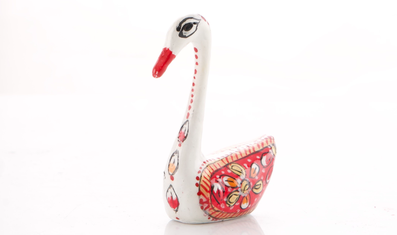Hand-Painted Swan Pair ( Red and White ) 3
