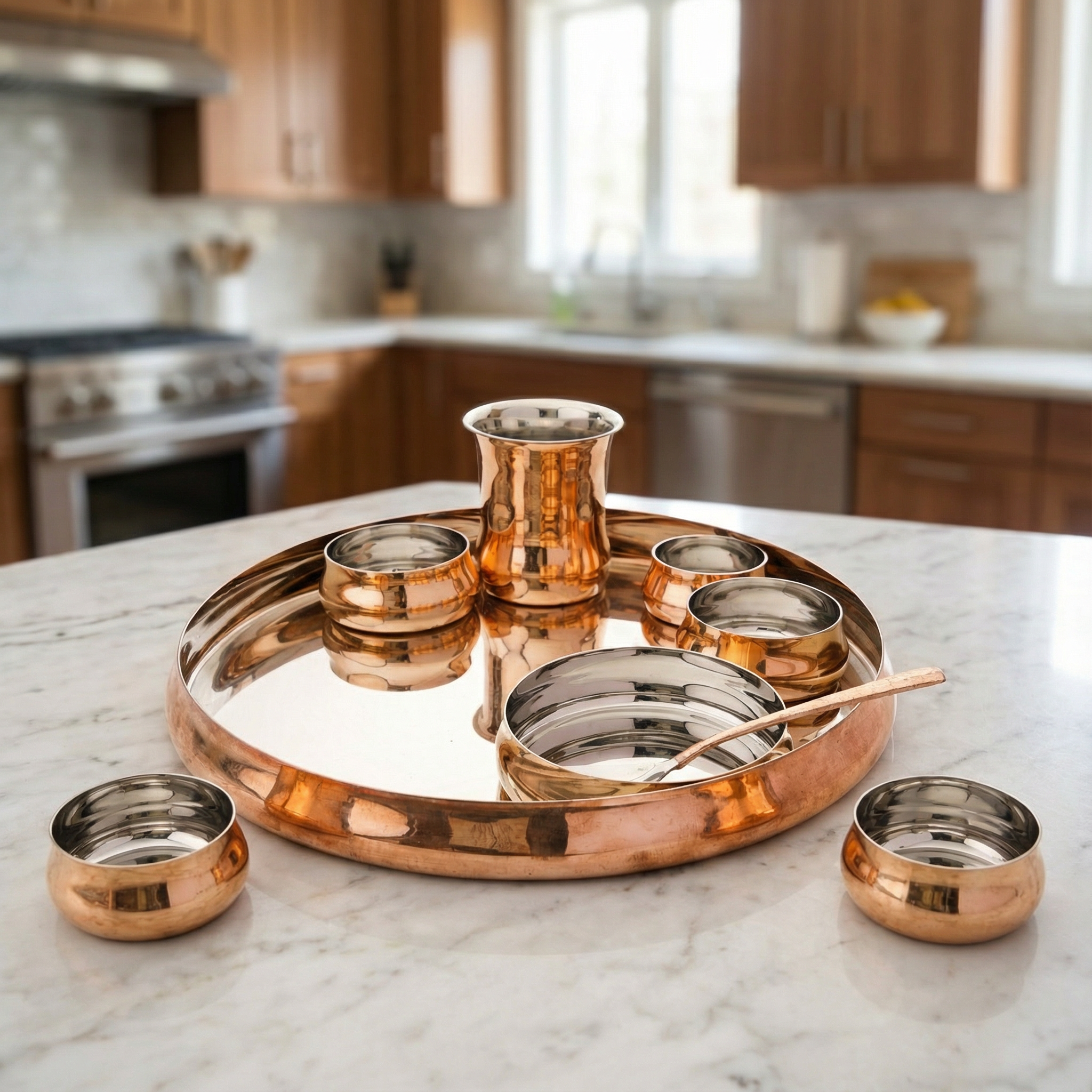 Copper Thali Set 4
