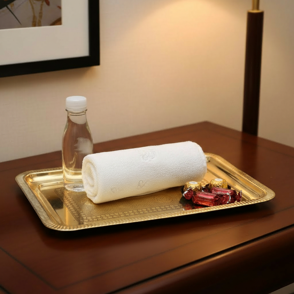 Brass Rectangular Embossed Serving Tray  5