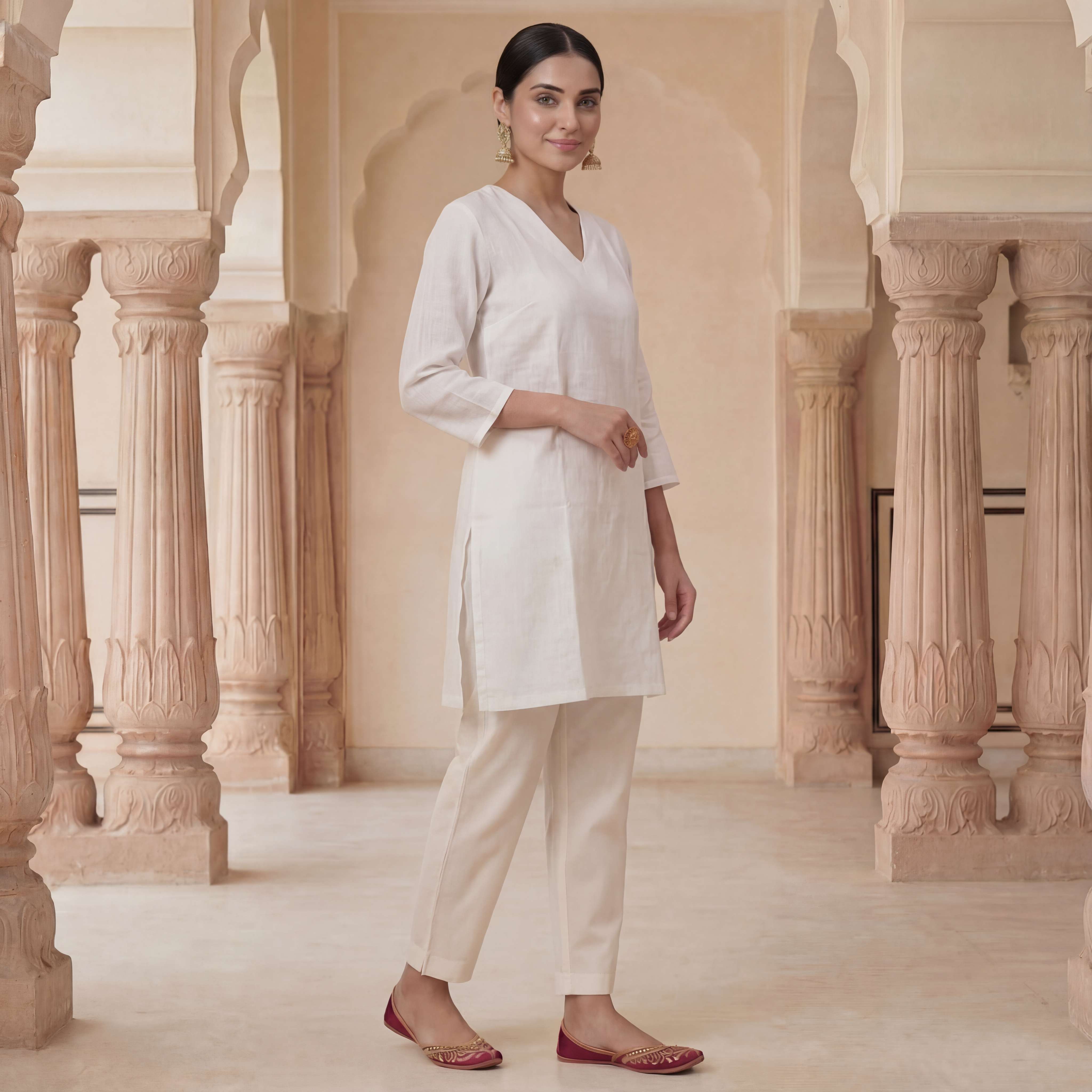 Pure White - Women's Short Kurta  3