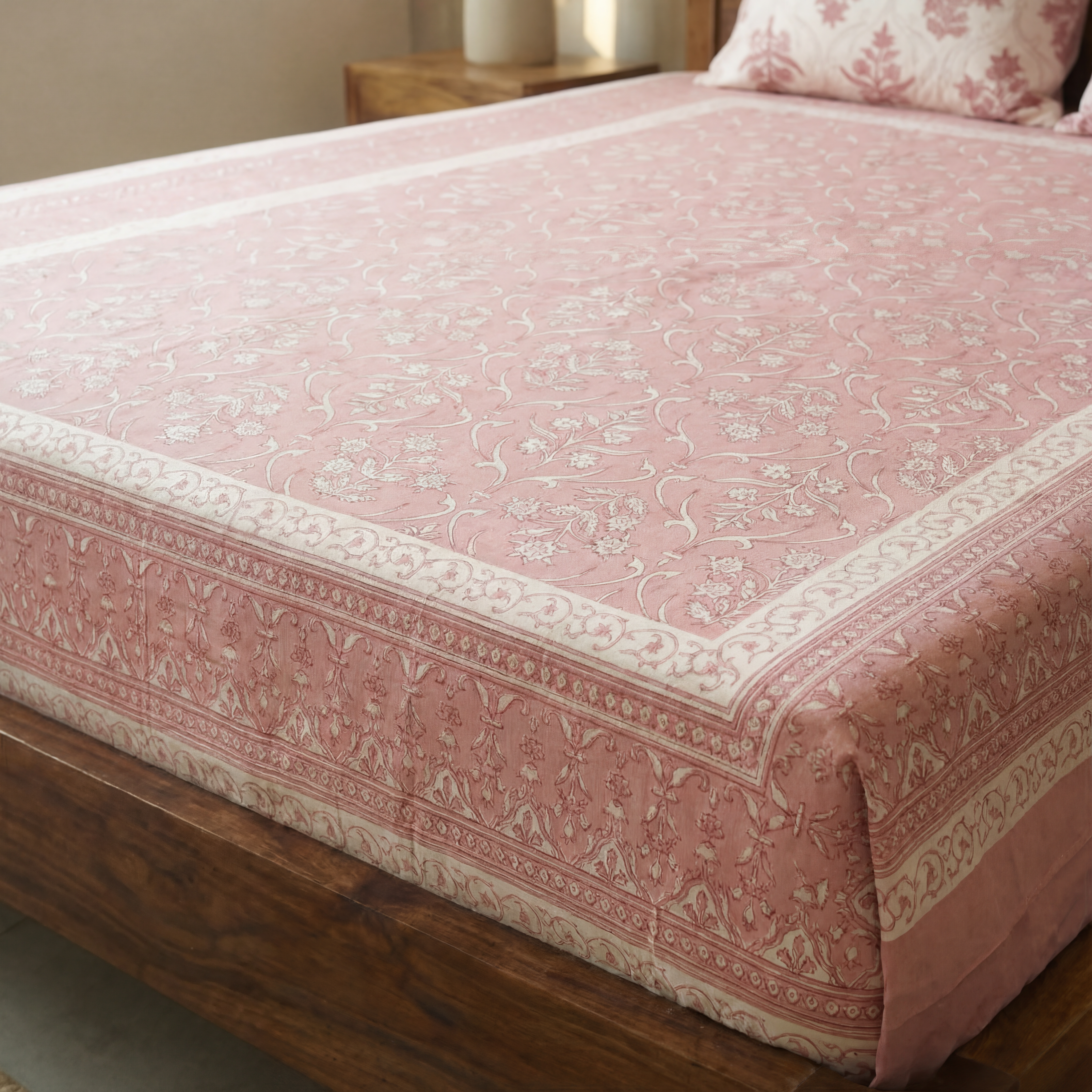 Rosewood Elegance Hand block Bedsheet Set 4