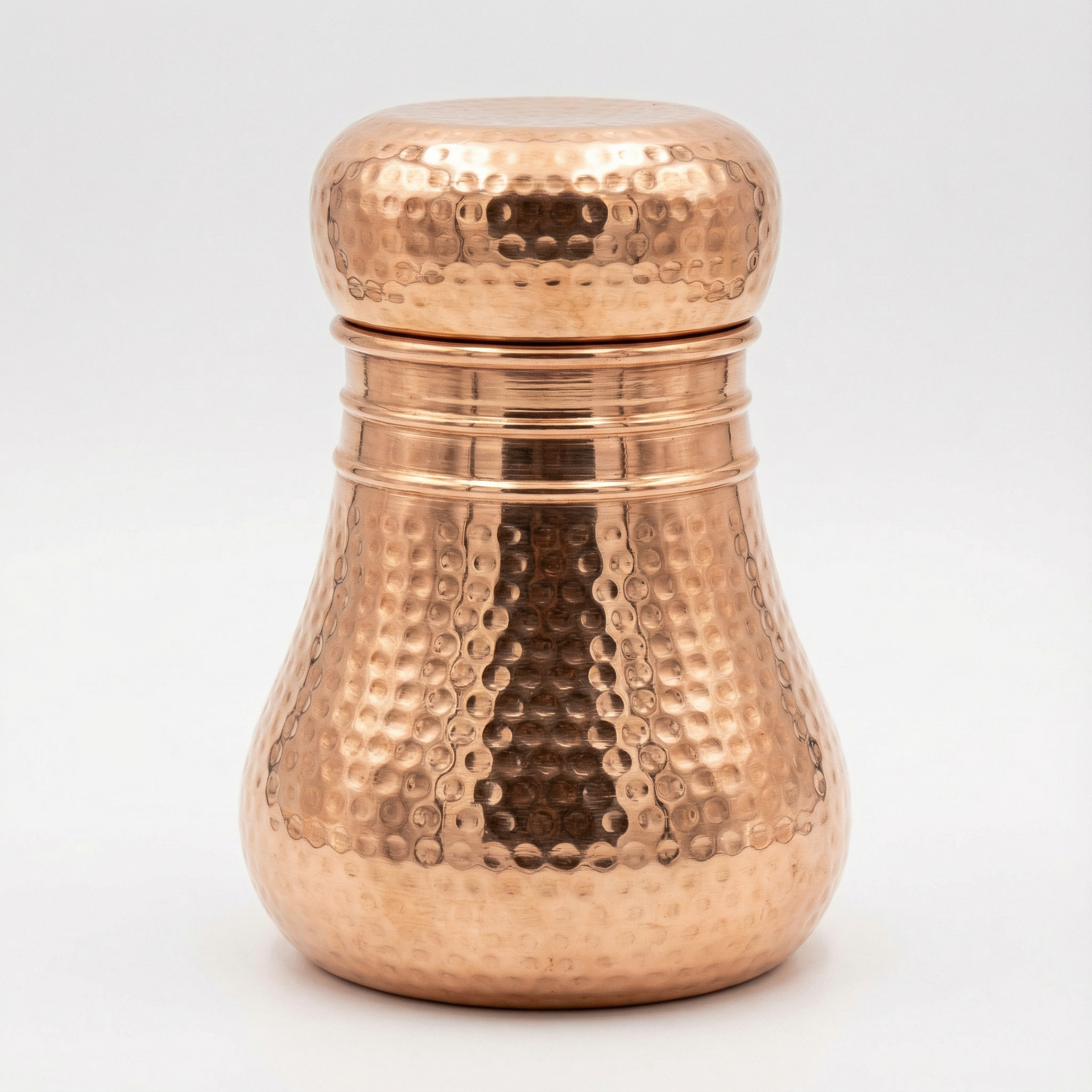 Copper Hammered Lotus Jar  2