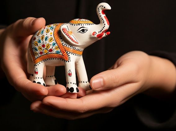 Hand-Painted Marble Elephant – Meenakari Artwork 2