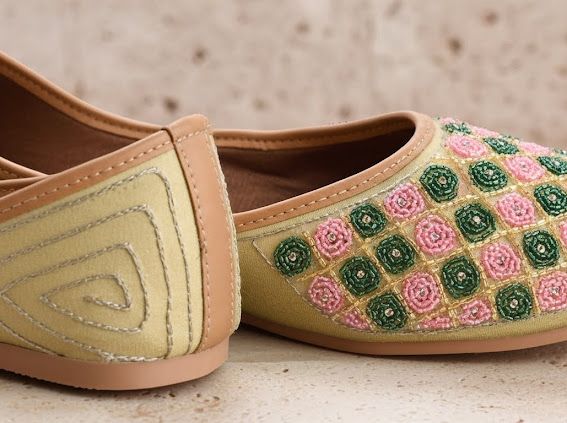 Patola Handcrafted Beaded Punjabi Jutti – Pastel Floral  4