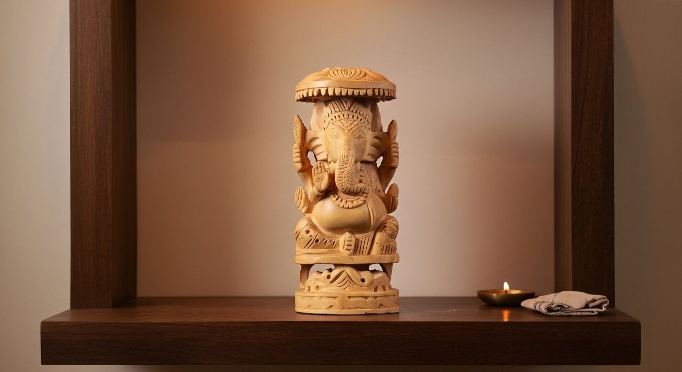Handicrafterd Wooden Lord Ganesha Idol  3
