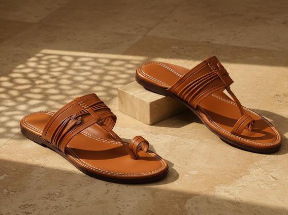 Classic Tan Kolhapuri Chappals 4