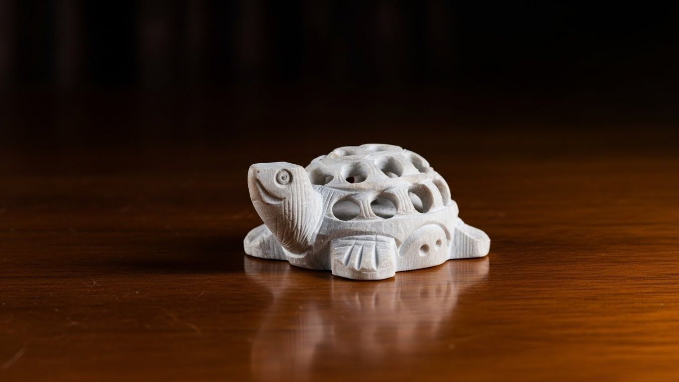 Hand-Carved Jali Work Stone Tortoise