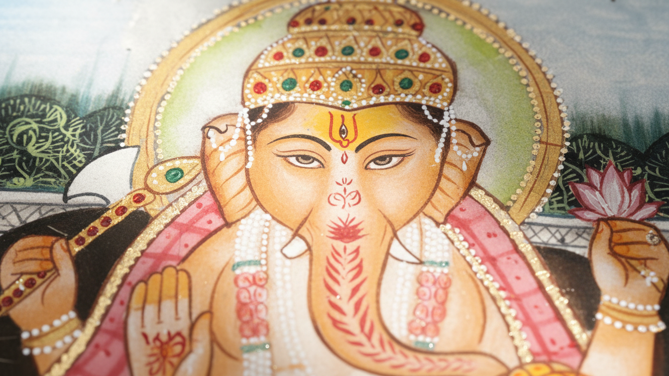 Blessing of Ganesha -Marble Painting 2