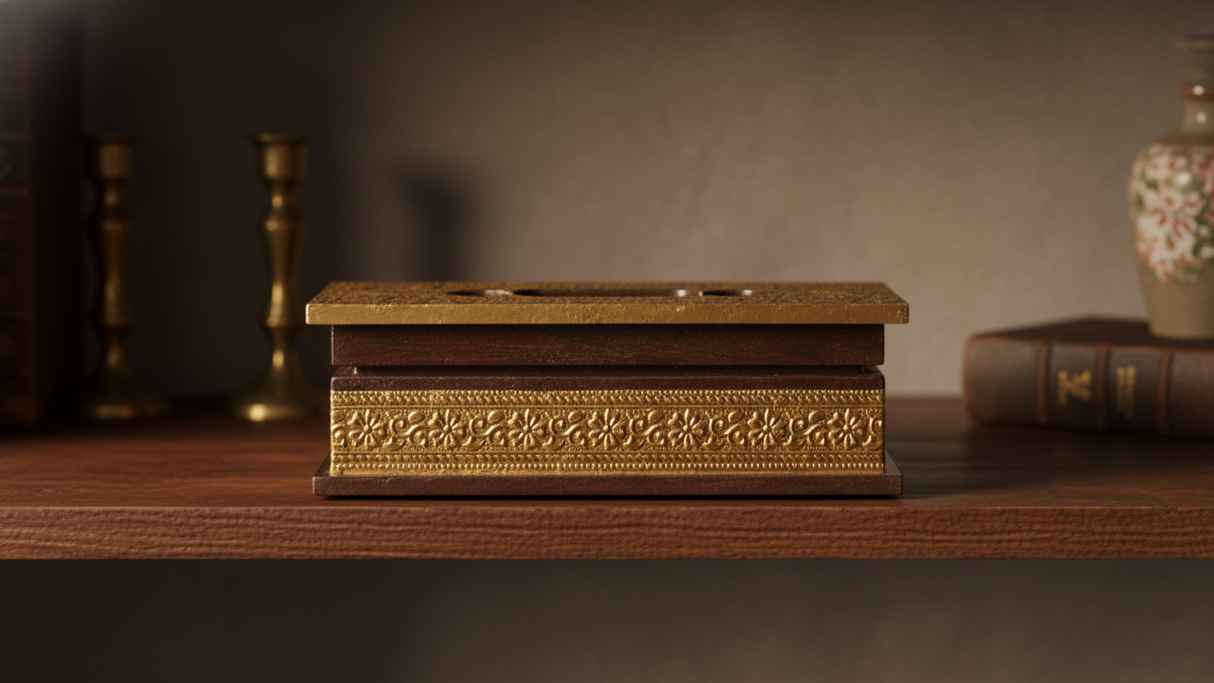 Golden Elegances Wooden Tissue Box 3