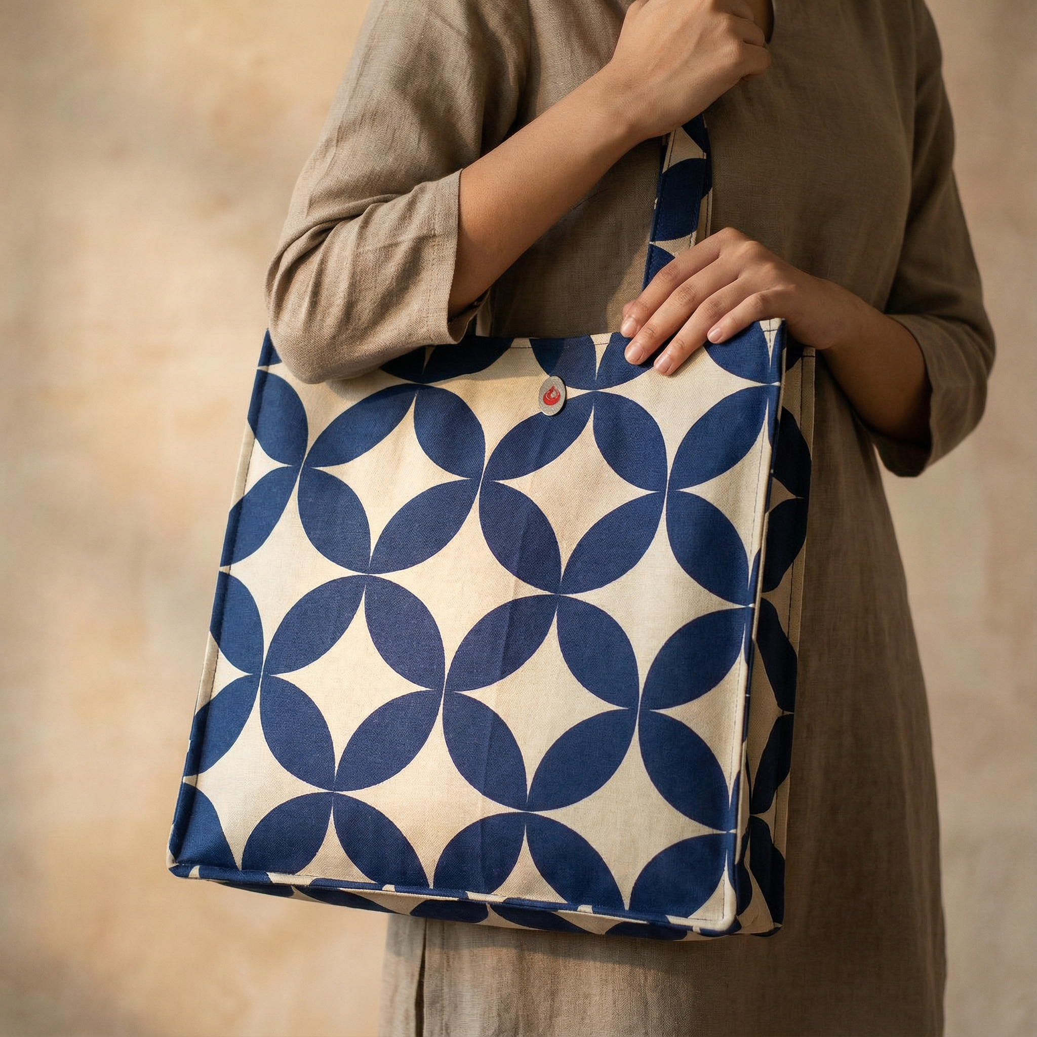 Geometric Print Tote Bag 2