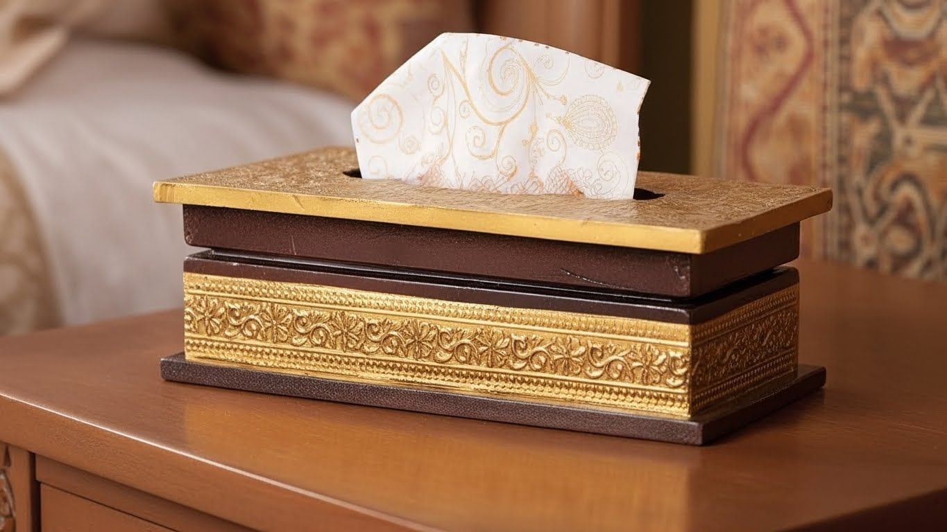 Golden Elegances Wooden Tissue Box 4