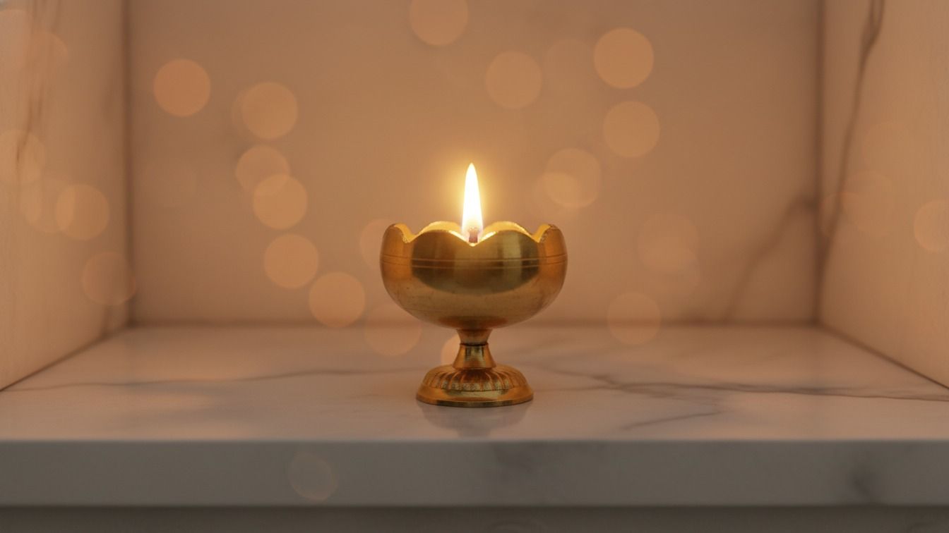 Brass Lotus Design Oil Diya / Deepak - Pair (2.25 Inches ) 4