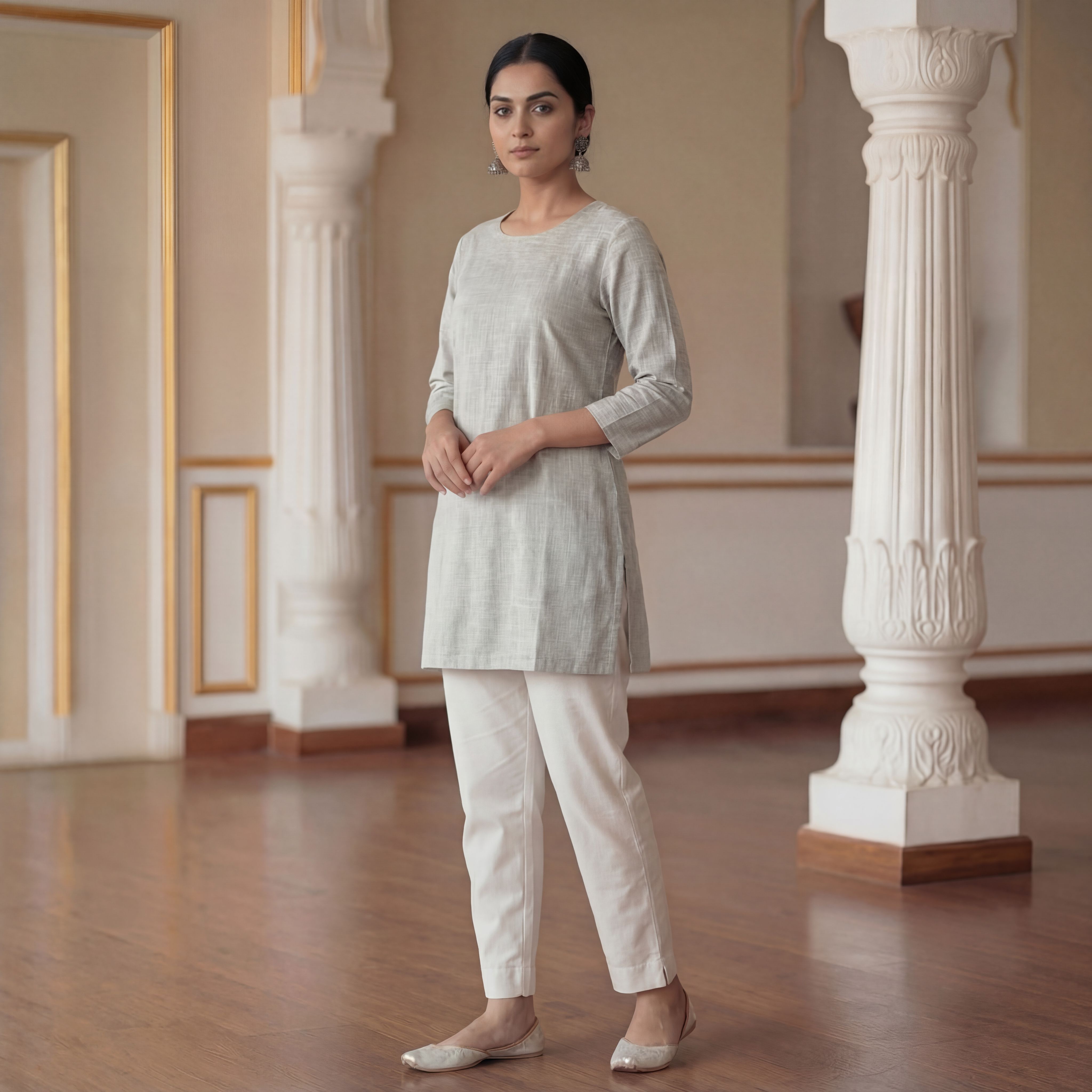 Earthy Grey - Women's Short Kurta 