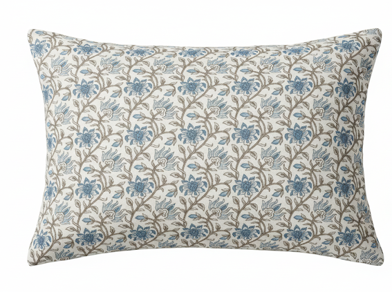 Blue Palm Paradise Hand block Bedsheet Set 3