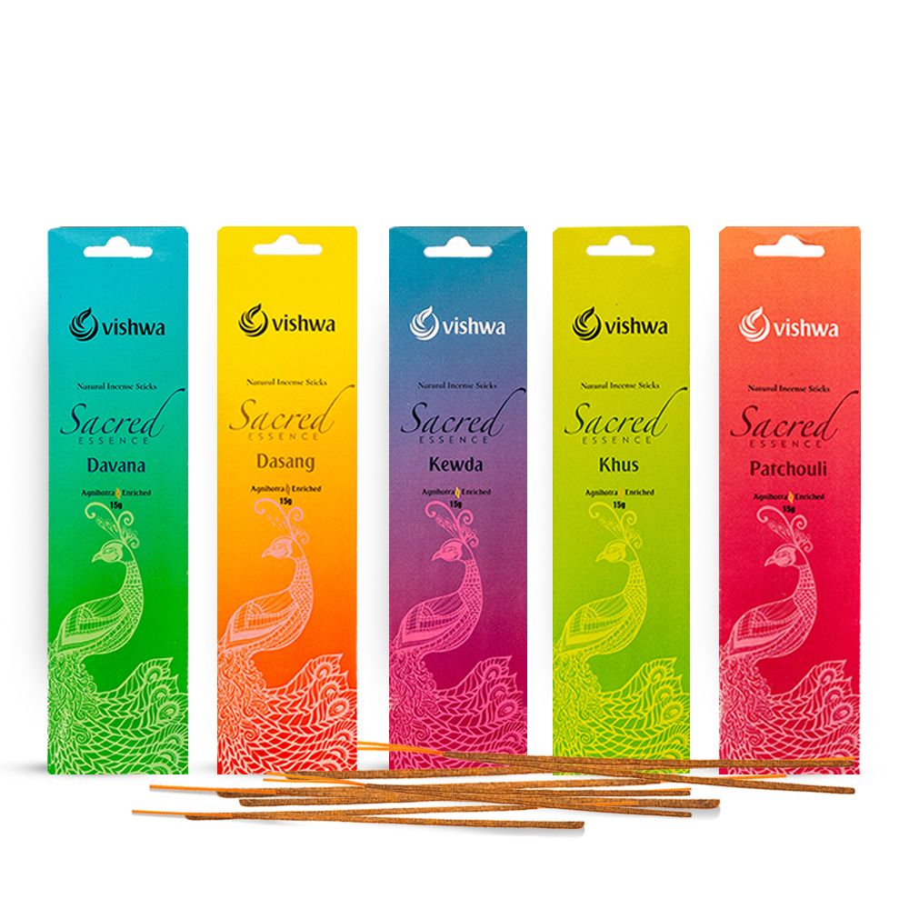 Premium Incense Sticks Bundle - Sacred Essence - (Davana + Dasang + Kewda + Khus + Patchouli)