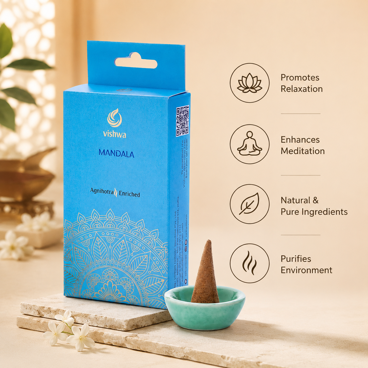 Mandala Incense Cones - Sky Blue 4
