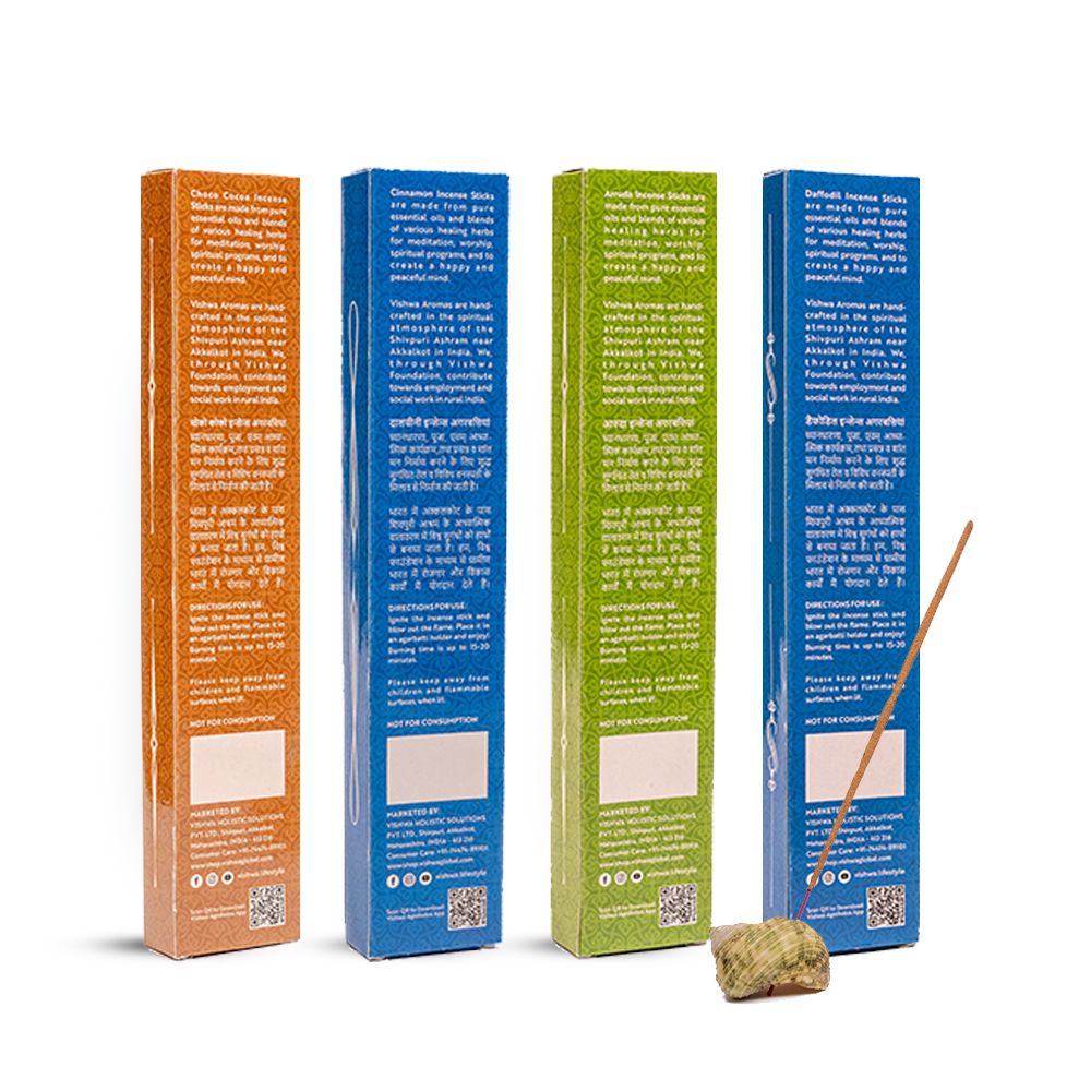 Mid - Range Incense Sticks Bundle - Exotic - ( Choco Cocoa + Cinnamon + Daffodil + Arruda ) 4