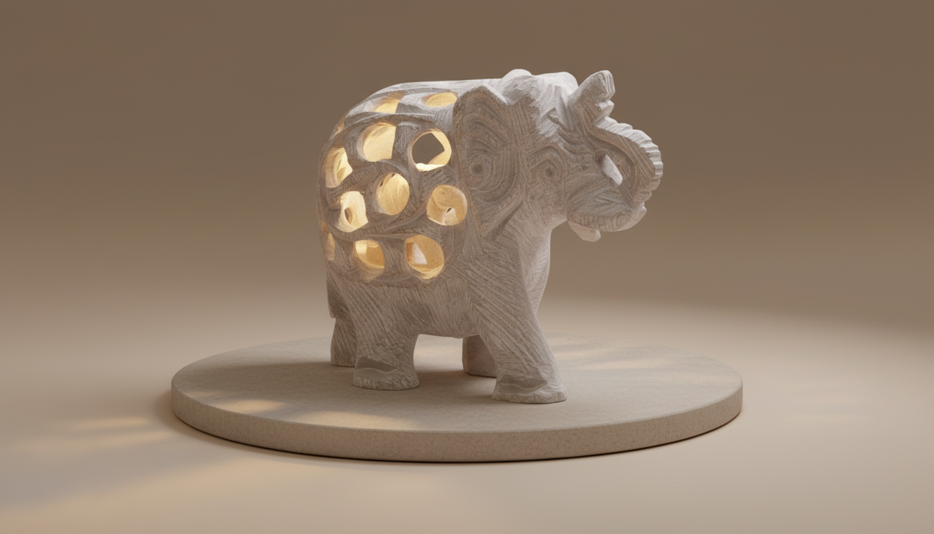 Intricate Jali Work Stone Elephant 3
