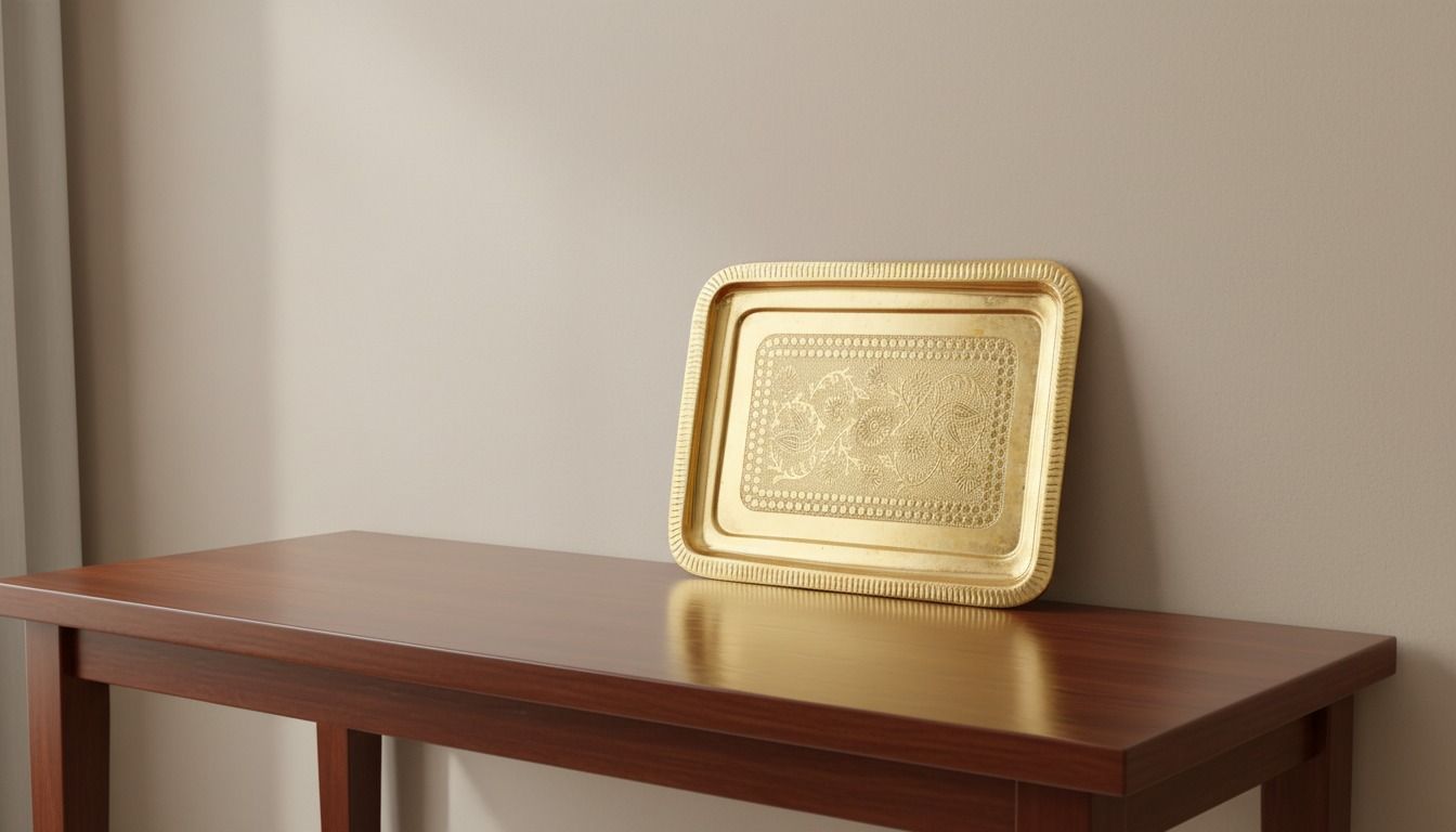 Brass Rectangular Embossed Serving Tray