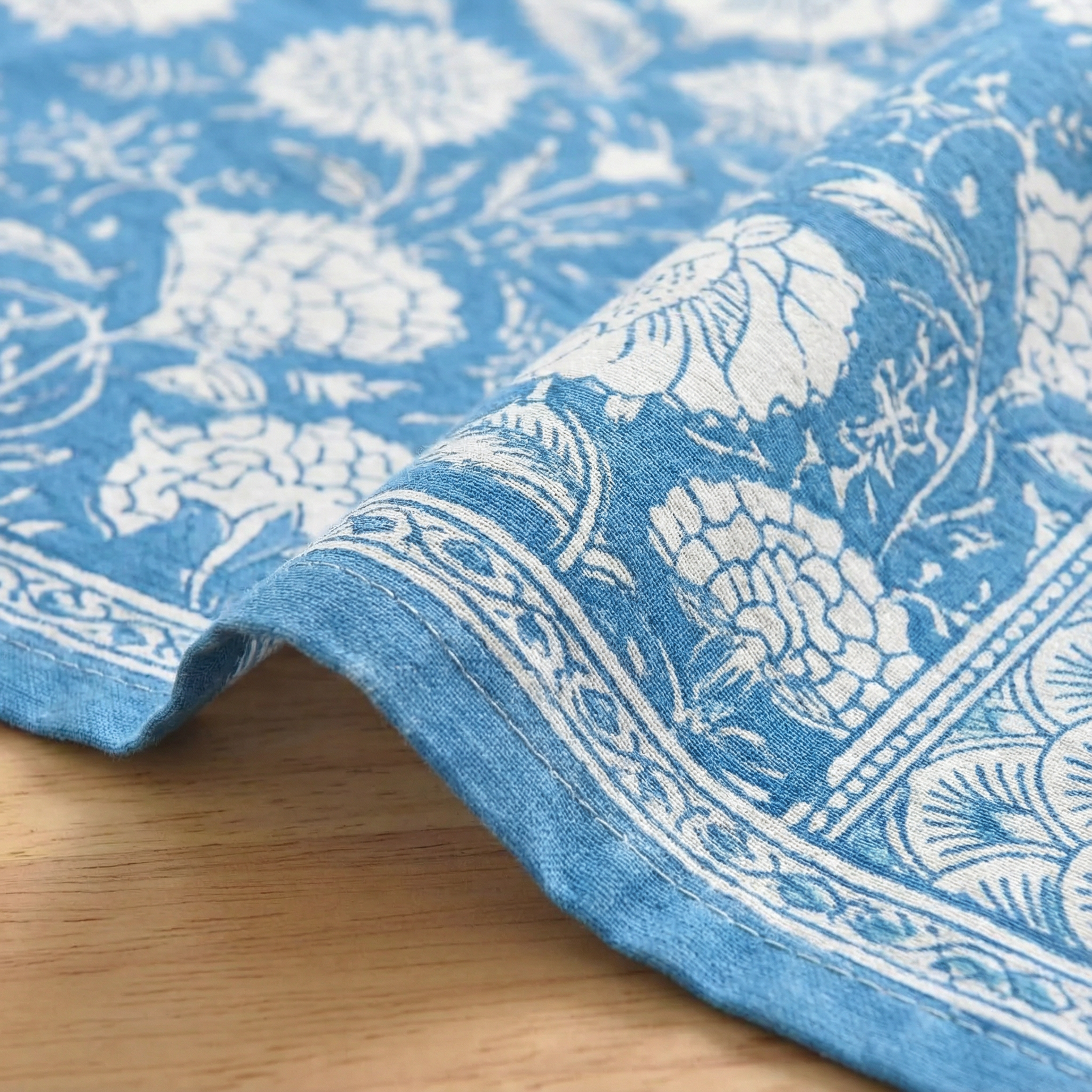 The Indigo Floral Block Print Tablecloth 4