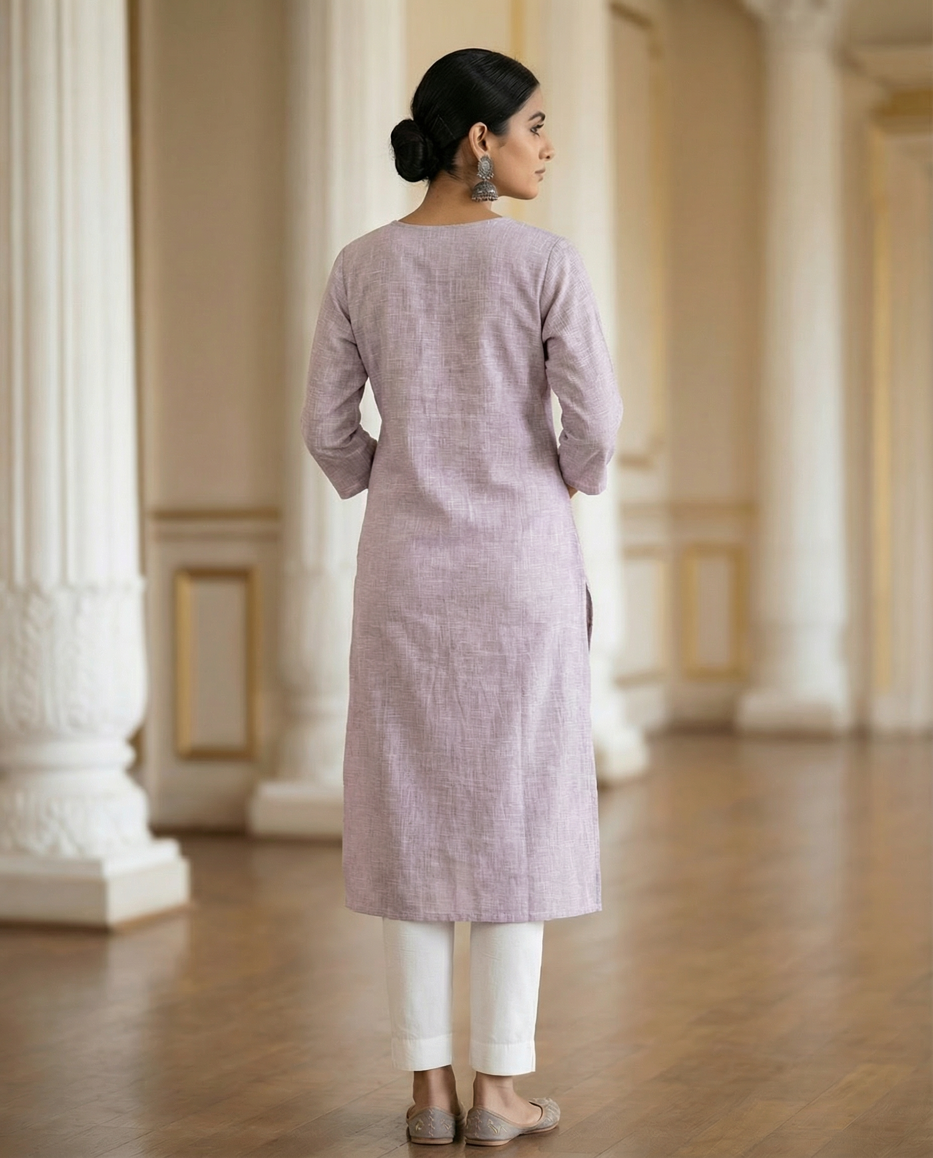 Pale Lilac - Women's Long Kurta 3
