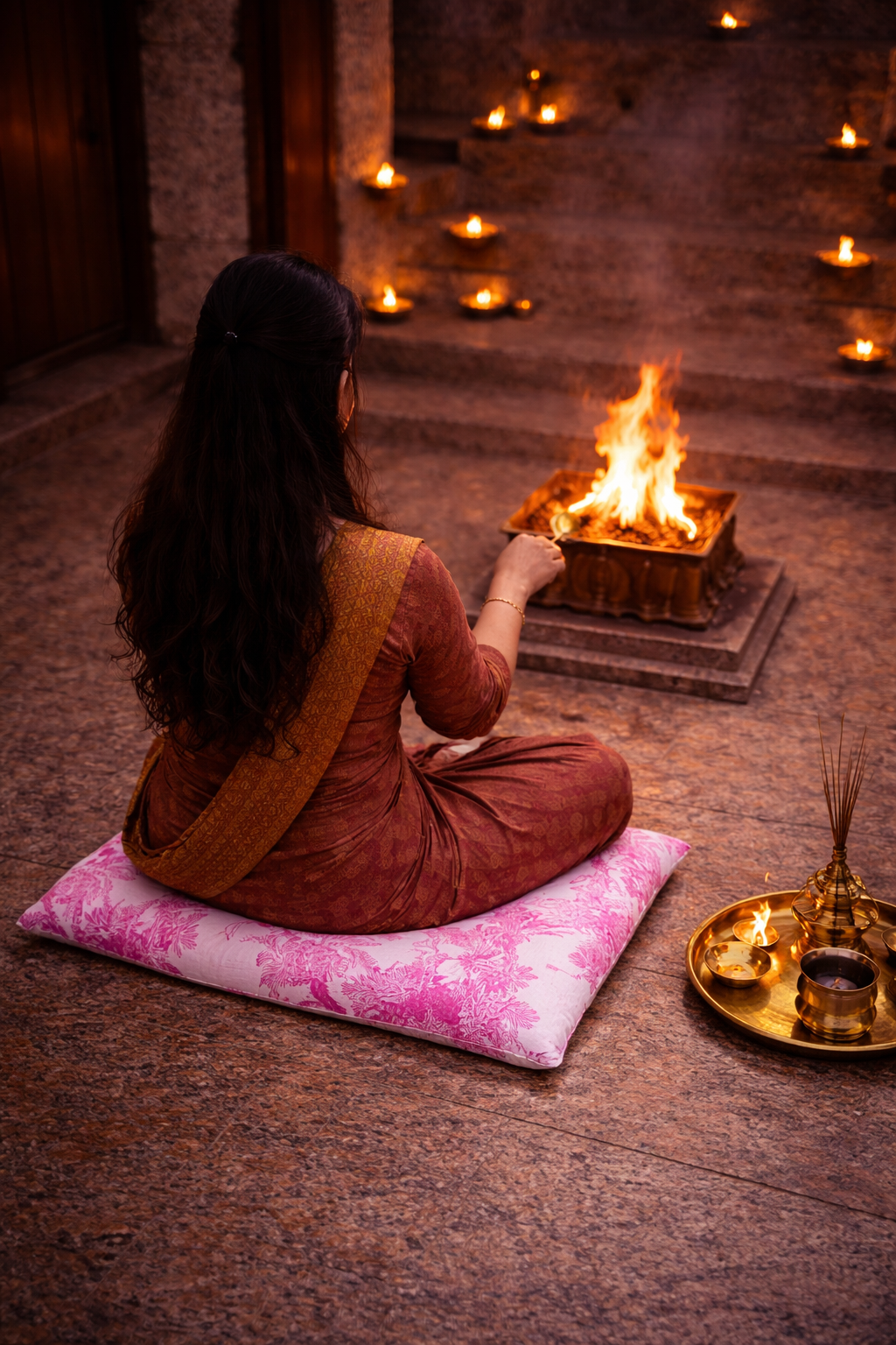 Agnihotra Floor Cushion- Pink 4