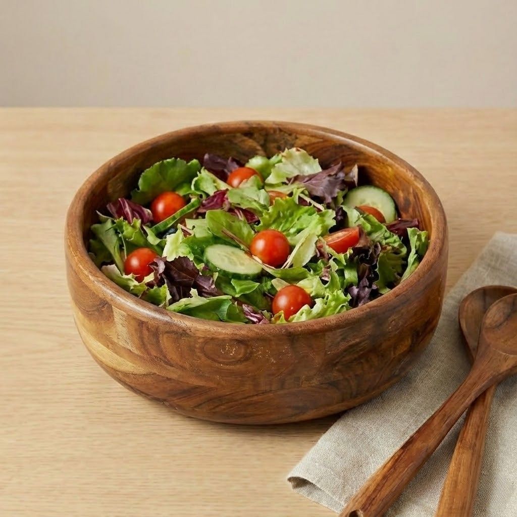  Handcrafted Wooden Salad & Serving Bowl