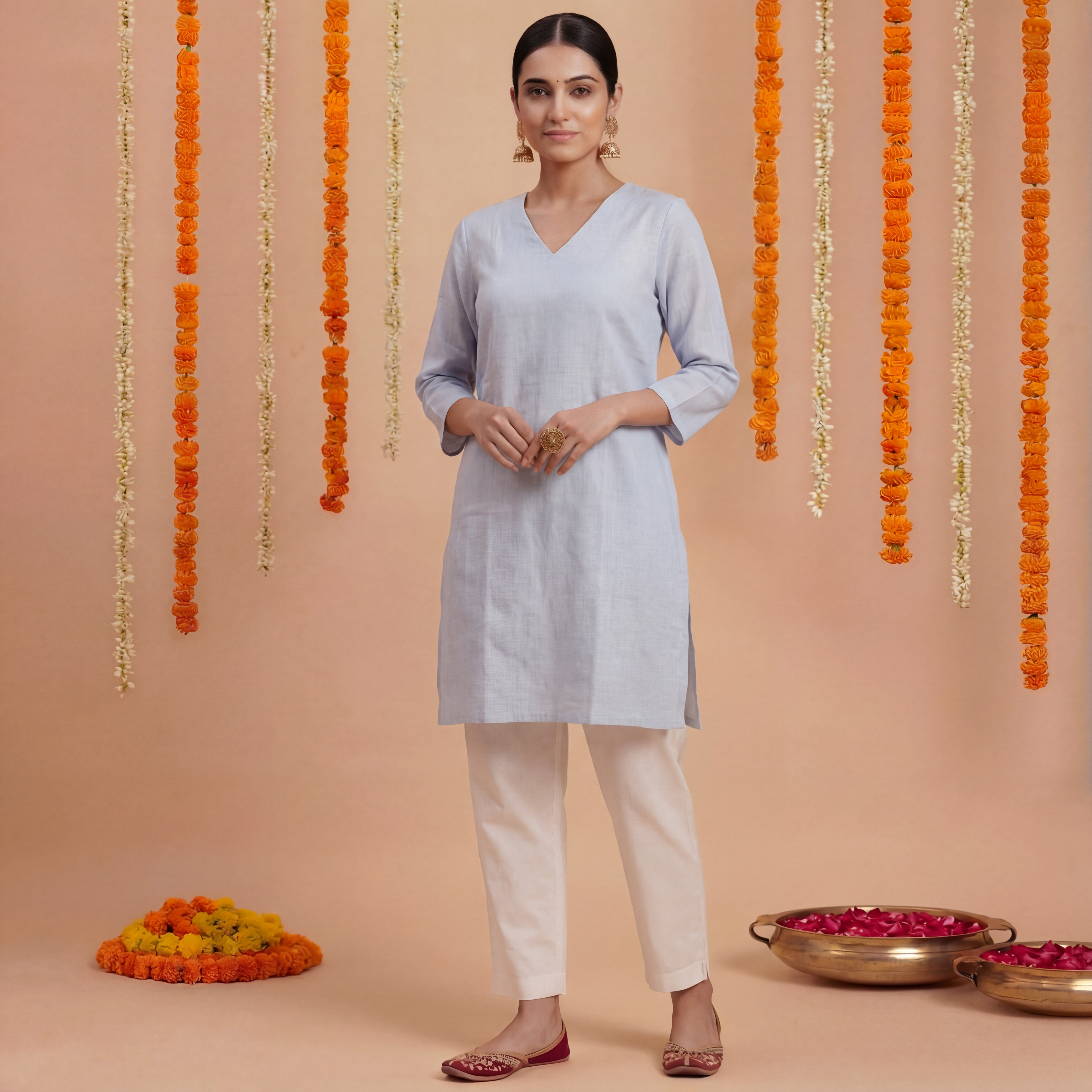 Women's Short Kurta - Sky Blue 