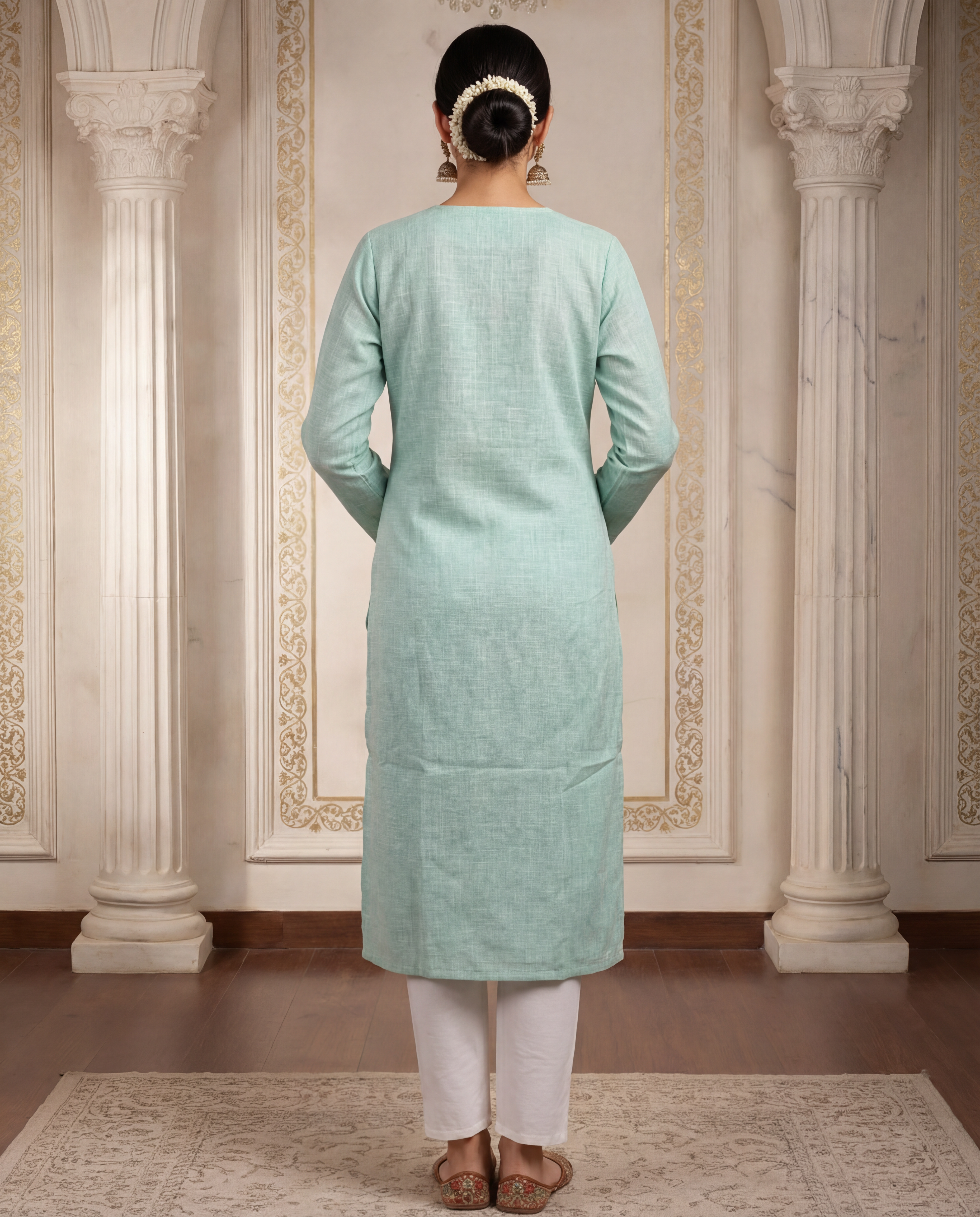 Sky Blue - Women's Long Kurta  2