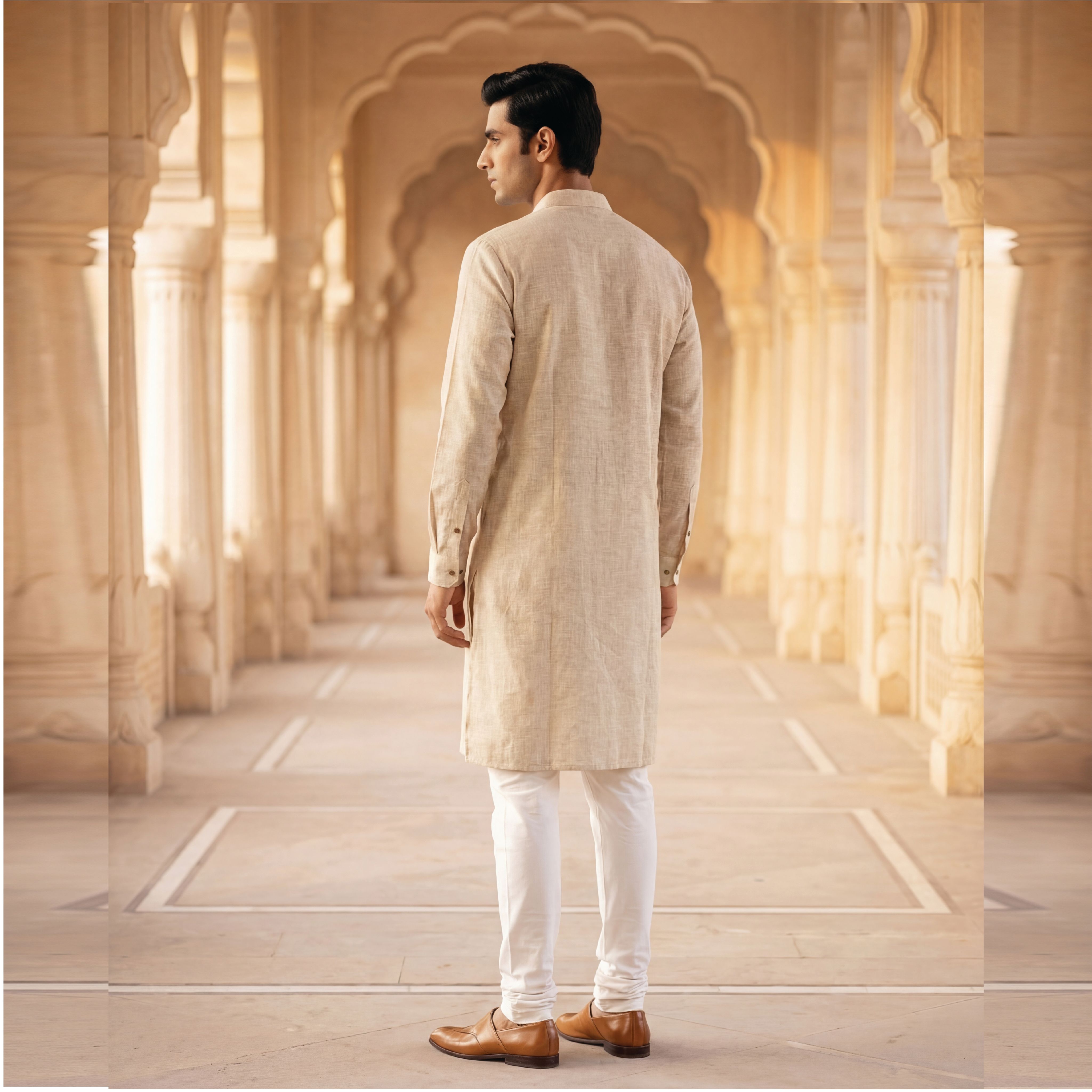 Ash Taupe - Men's Long Kurta 3