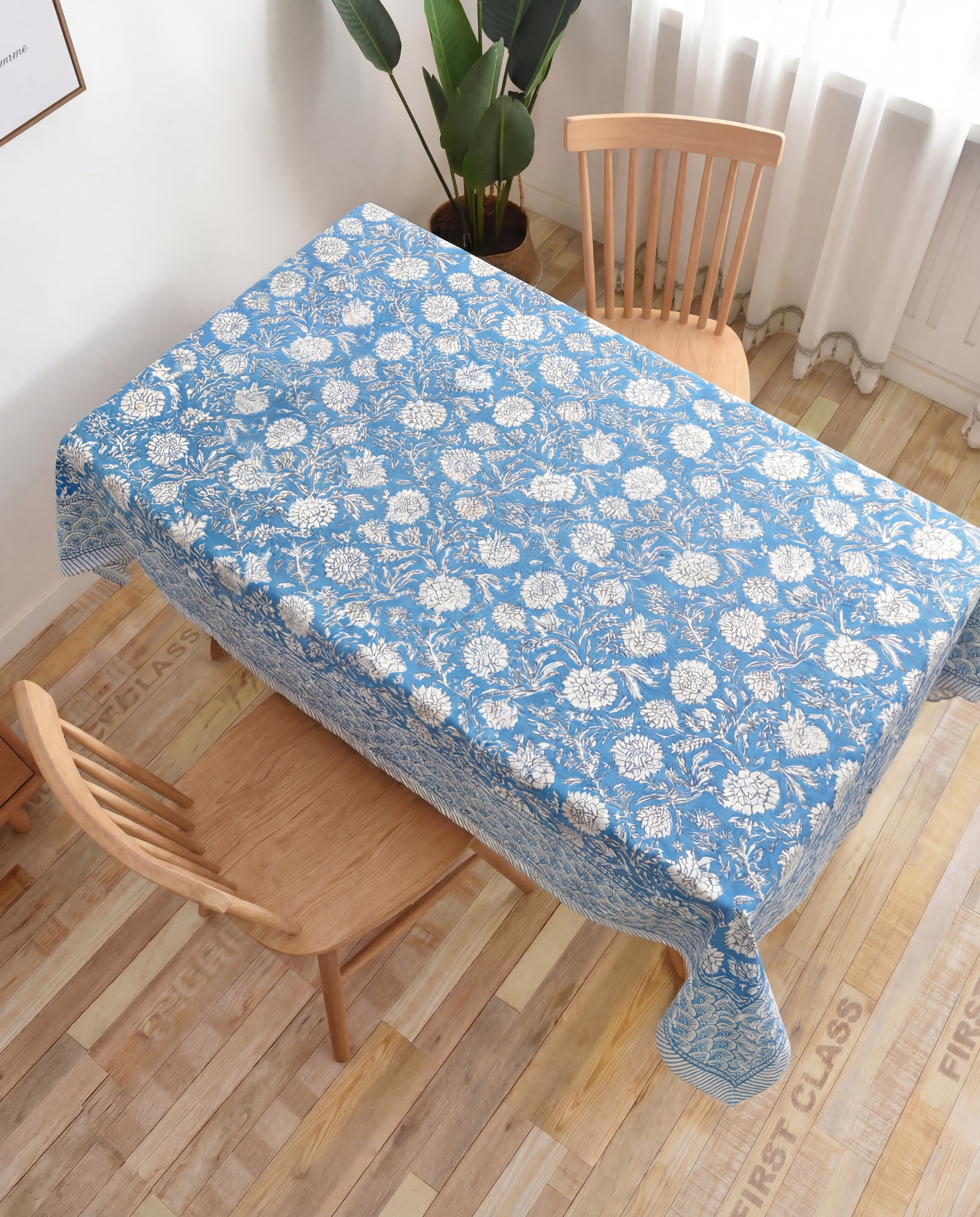The Indigo Floral Block Print Tablecloth 3