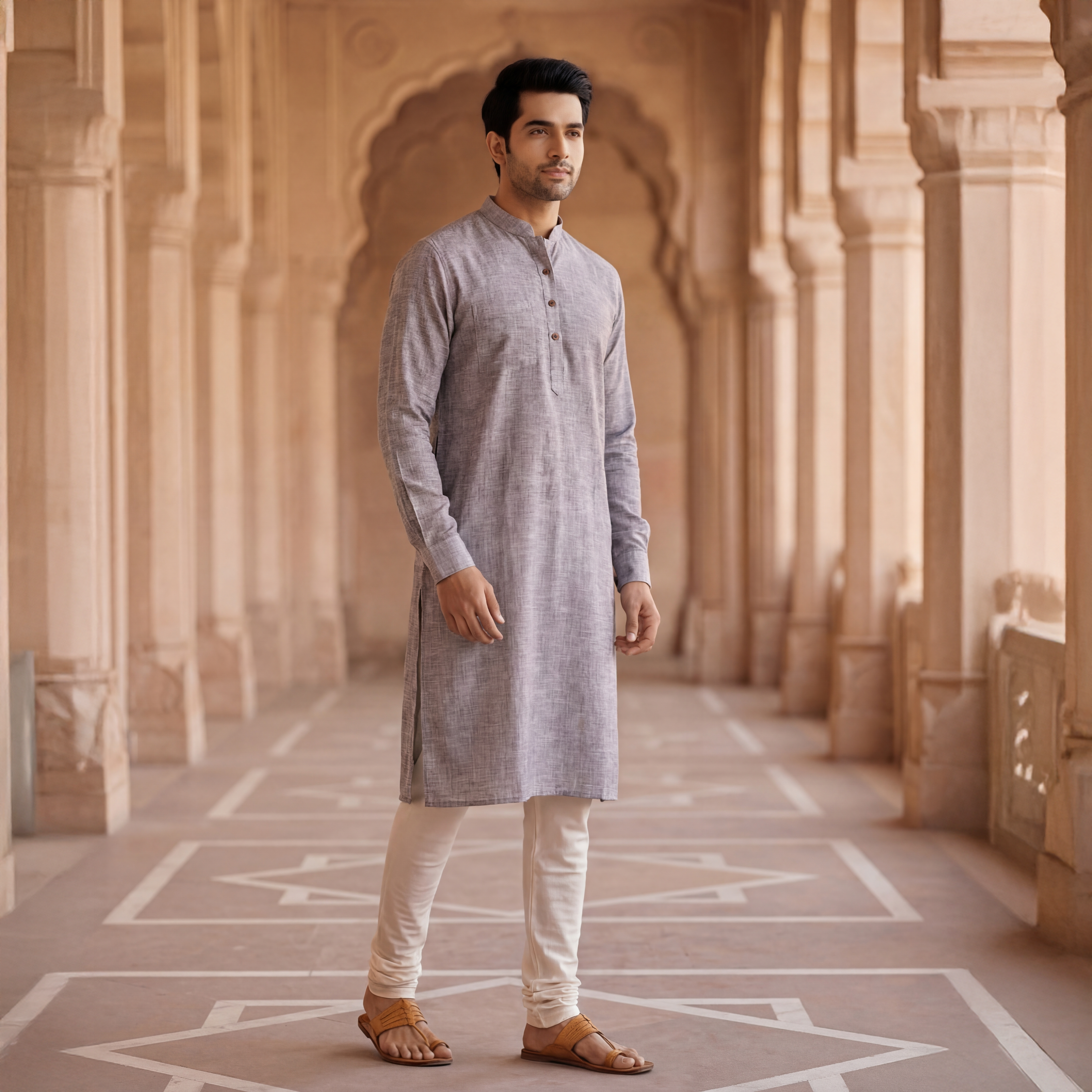 Men's Long Kurta- Heritage Grey 4