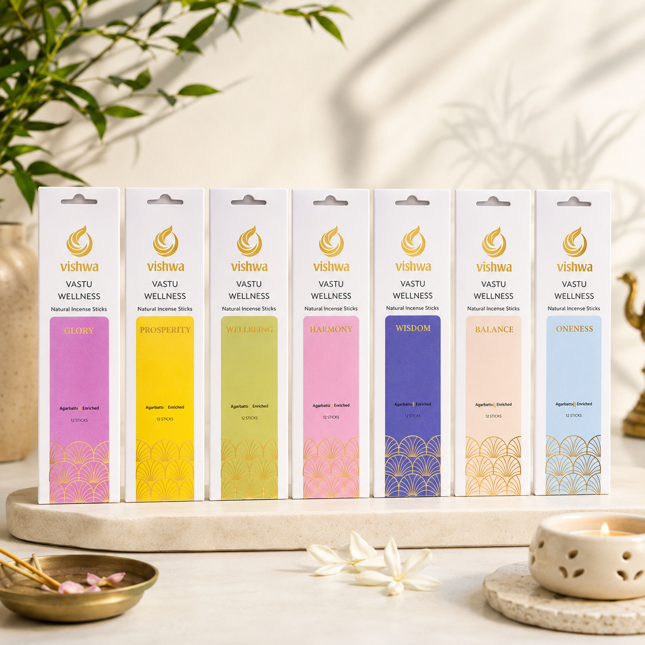 Vastu Wellness Incense Stick Bundle (Balance + Glory + Harmony + Oneness + Prosperity + Wellbeing + Wisdom)