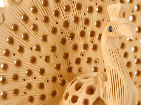 Handcrafted Wooden Peacock – Decorative Sculpture ( small ) 2