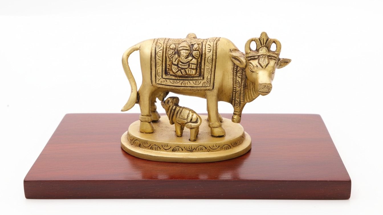 Kamdhenu Cow with Calf Idol  ( 3inches ) 5