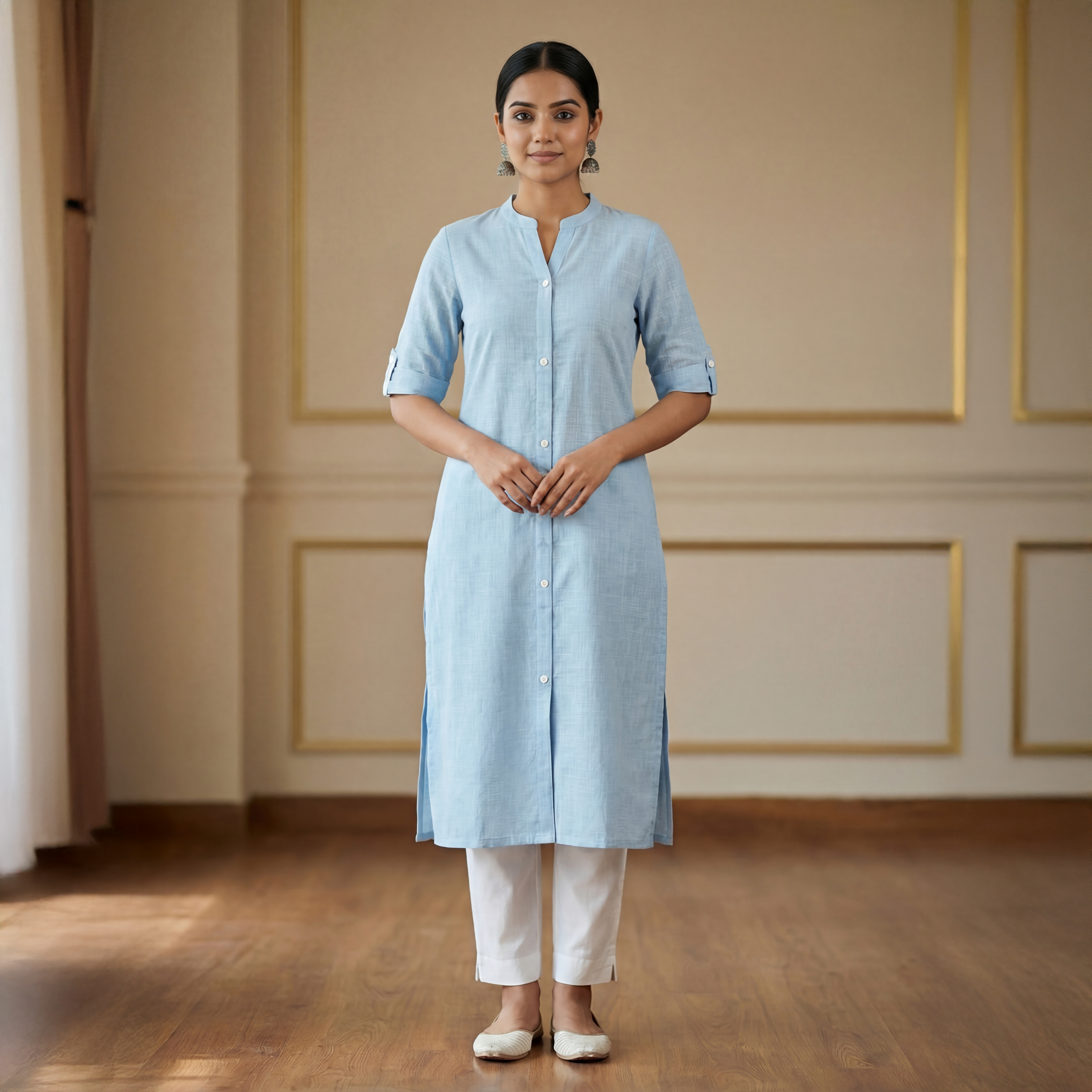 Soft Blue - Women's Long Kurta 