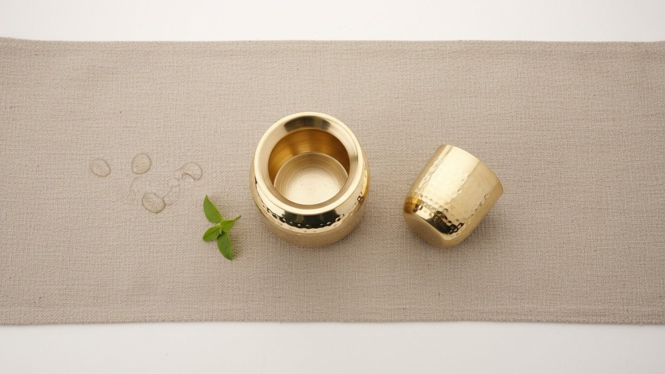 Hammered Brass Kalash ( Brass Lota with Cup)