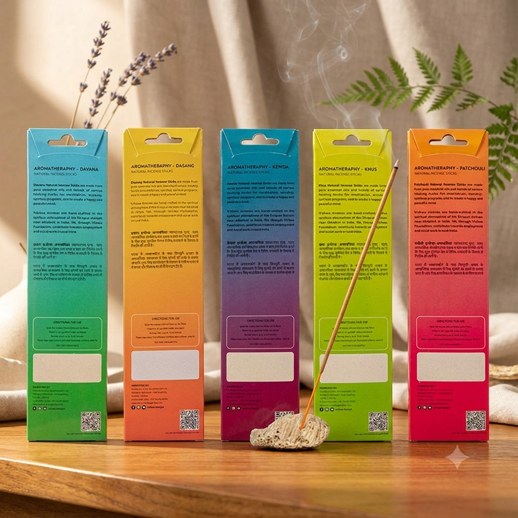 Sacred Essence Incense Stick Bundle (Dasang + Davana + Kewda + Khus + Patchouli) 2