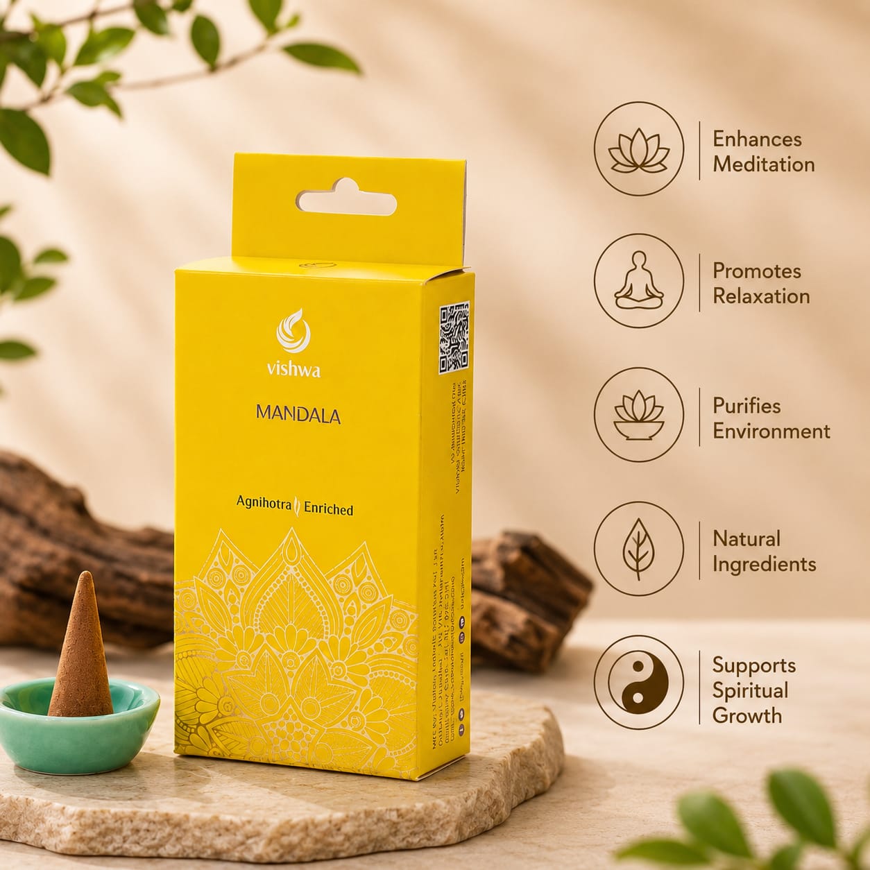Mandala Incense Cones- Yellow 4