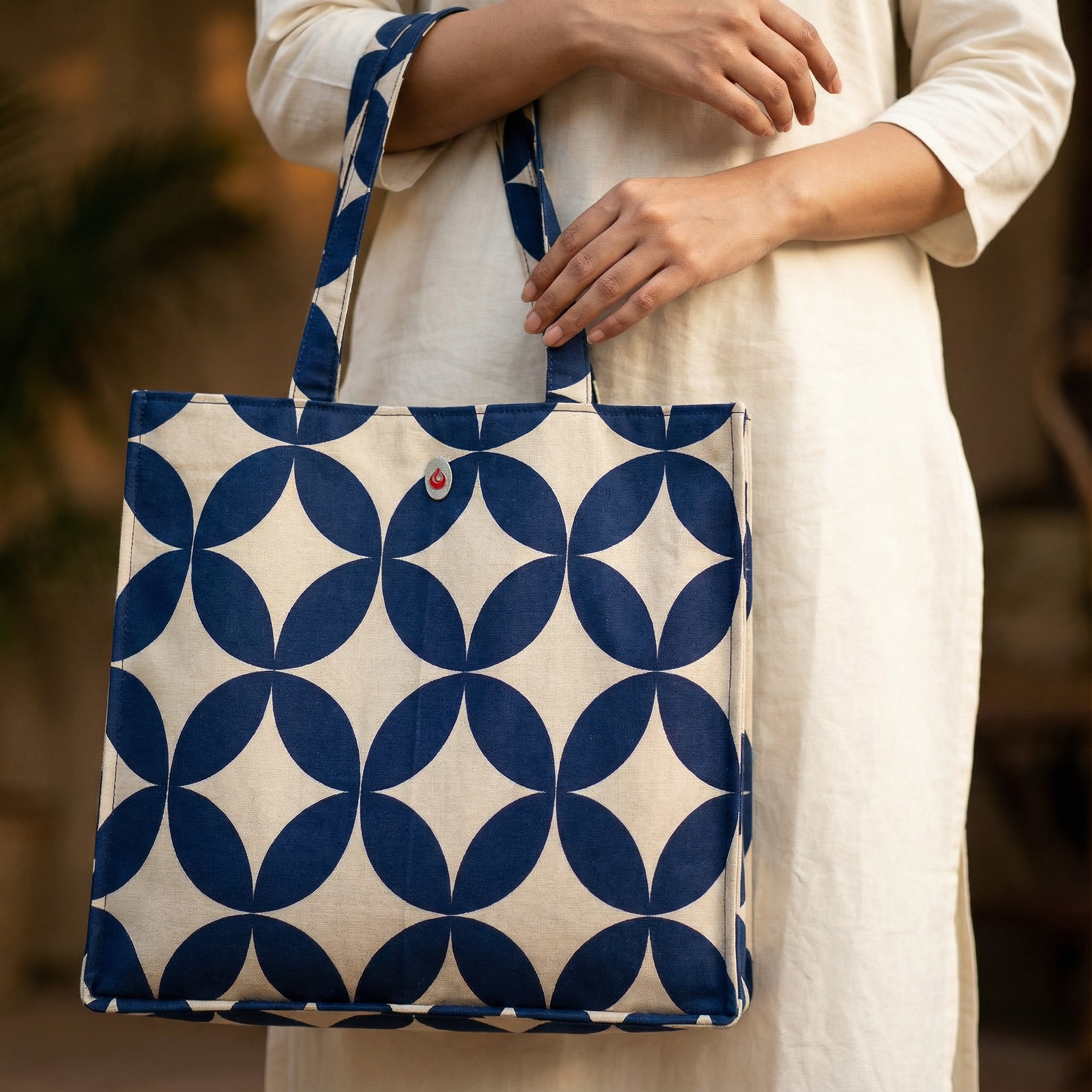 Geometric Print Tote Bag