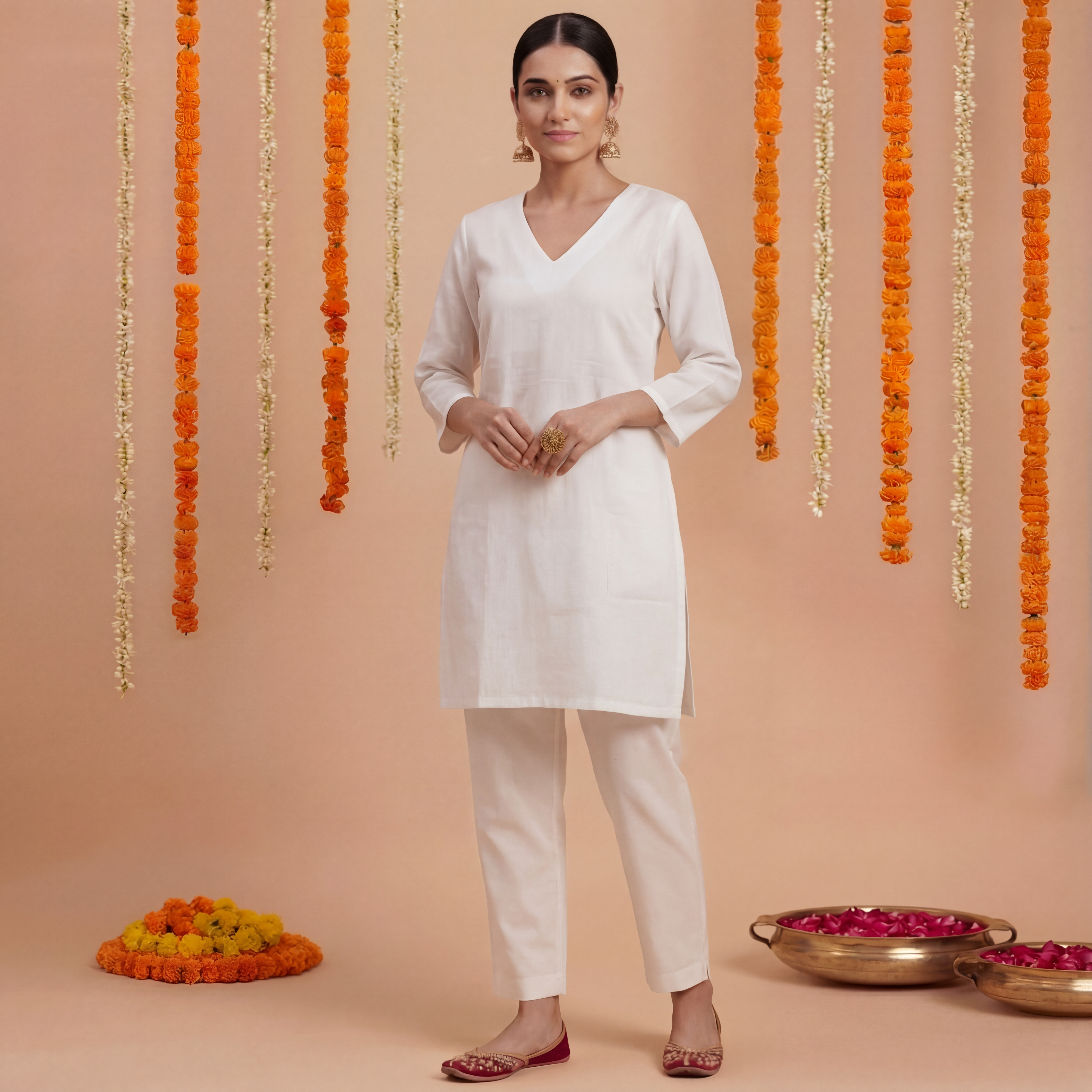 Pure White Women Short Kurta