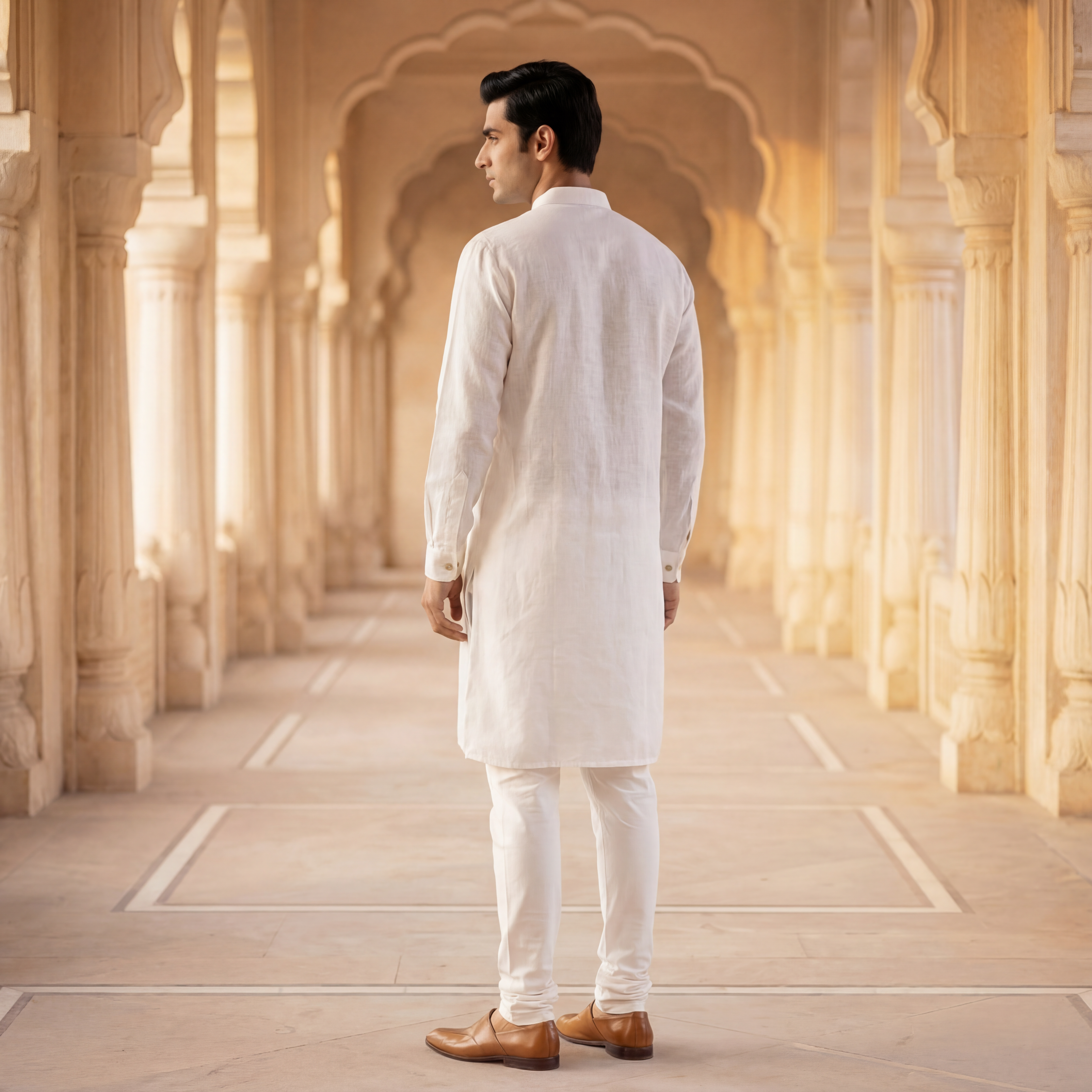 Pure White - Men's Long Kurta 4