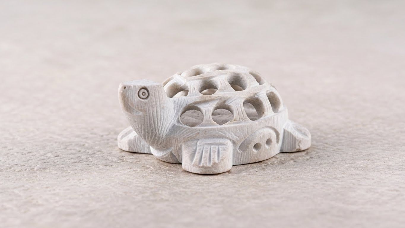 Hand-Carved Jali Work Stone Tortoise 5