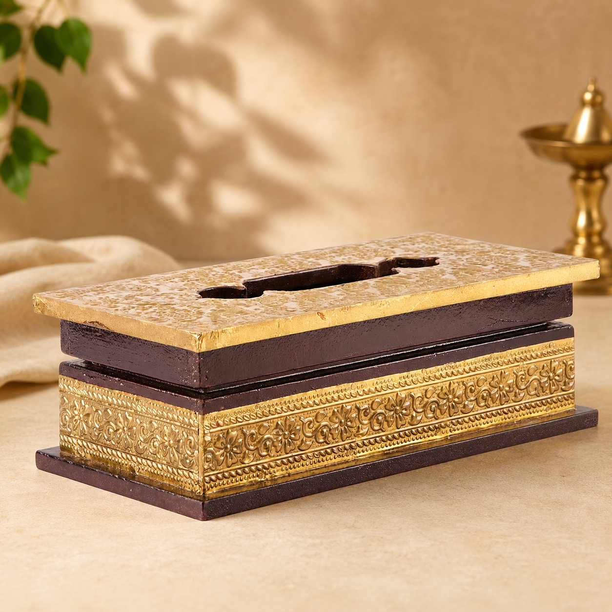 Mehndi Border Wooden Tissue Box 2