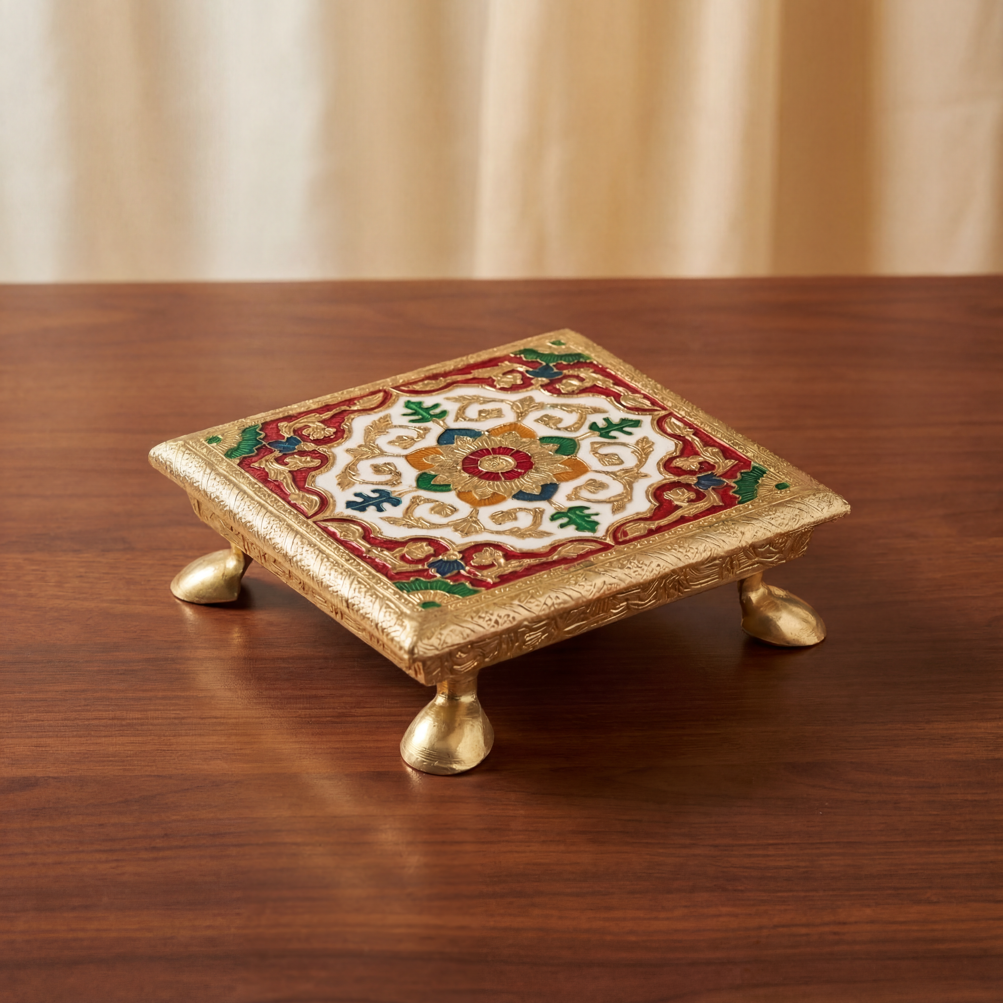 Vishwa Devarchana Meenakari Chowki (8*8) 3